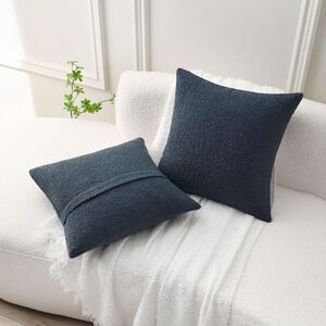 💙 FUTEI Boucle Decorative Pillow Covers – Set of 2, 16x16" – Haze Blue
